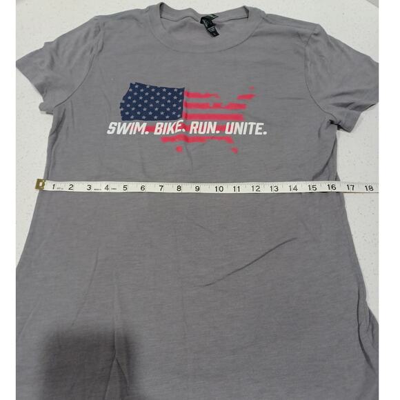 Swim Bike Run Unite Womens T-Shirt Gray Size Large - Picture 5 of 6